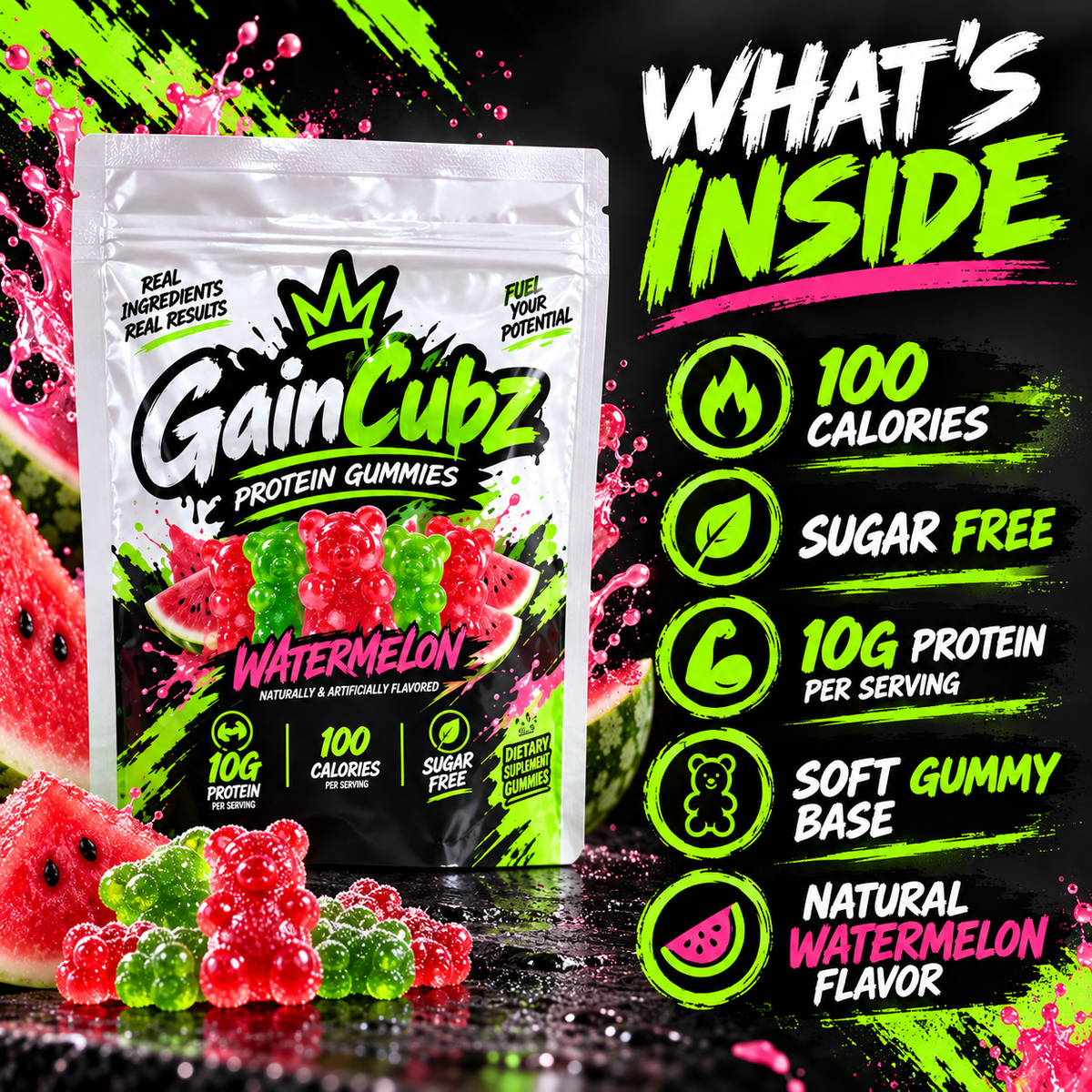 GainCubz™ Watermelon Protein Gummies