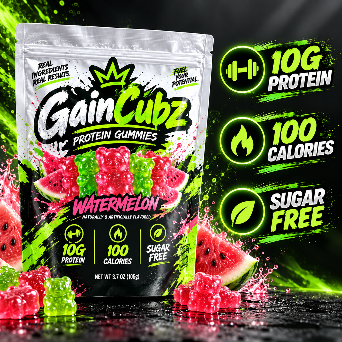 GainCubz™ Watermelon Protein Gummies